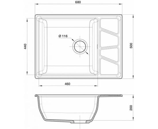  Мойка GranFest Vertex GF-V-680L мрамор, песочный 