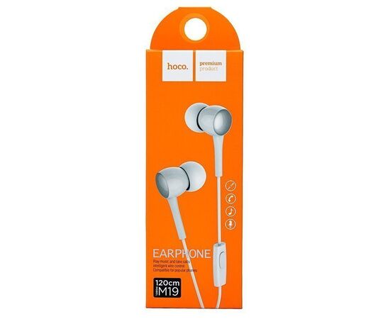  Проводные наушники с микрофоном внутриканальные Hoco M19 Drumbeat universal, 3.5 Jack (white) 