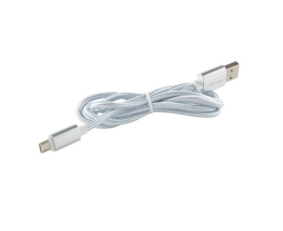  Дата-кабель Red Line USB - micro USB, 2.4А, нейлоновая оплетка, белый (мягкий футляр) 