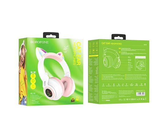  Bluetooth-наушники полноразмерные Borofone BO18 cat ear (white) (213600) 