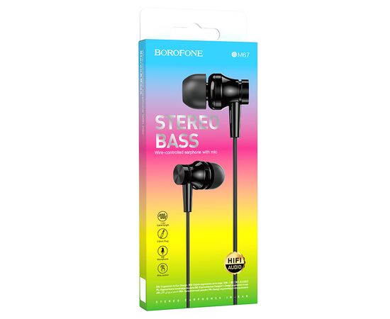  Проводные наушники BOROFONE BM67 Talent, Jack 3.5mm, 1.2 м, черный 