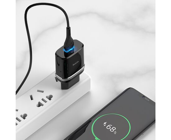  СЗУ 1USB 3.0A QC3.0 быстрая зарядка для Type-C Hoco C12Q 1м (Black) 