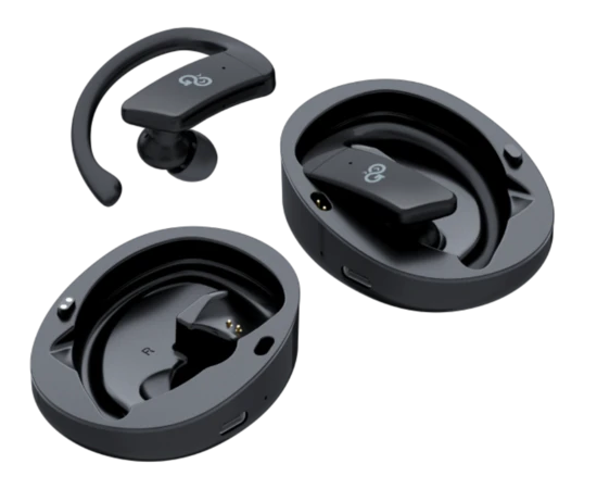  Беспроводные наушники GoGadget SportBuds, вакуумные, заушины, EDR, ANC -30dB, 2 микр., 50+300х2 мАч, до 50 ч, IPX5, ЧЕРНЫЙ 