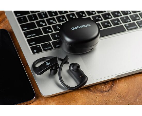  Беспроводные наушники GoGadget SportBuds, вакуумные, заушины, EDR, ANC -30dB, 2 микр., 50+300х2 мАч, до 50 ч, IPX5, ЧЕРНЫЙ 