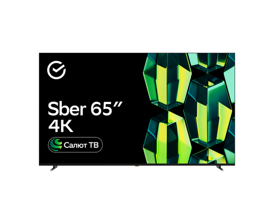  65" Телевизор Sber SDX 65U4139 черный 3840x2160, 4K Ultra HD, 60 Гц, Wi-Fi, Smart TV, Салют ТВ 
